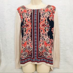 Market & Spruce Scarf Print Open Back Sweater S